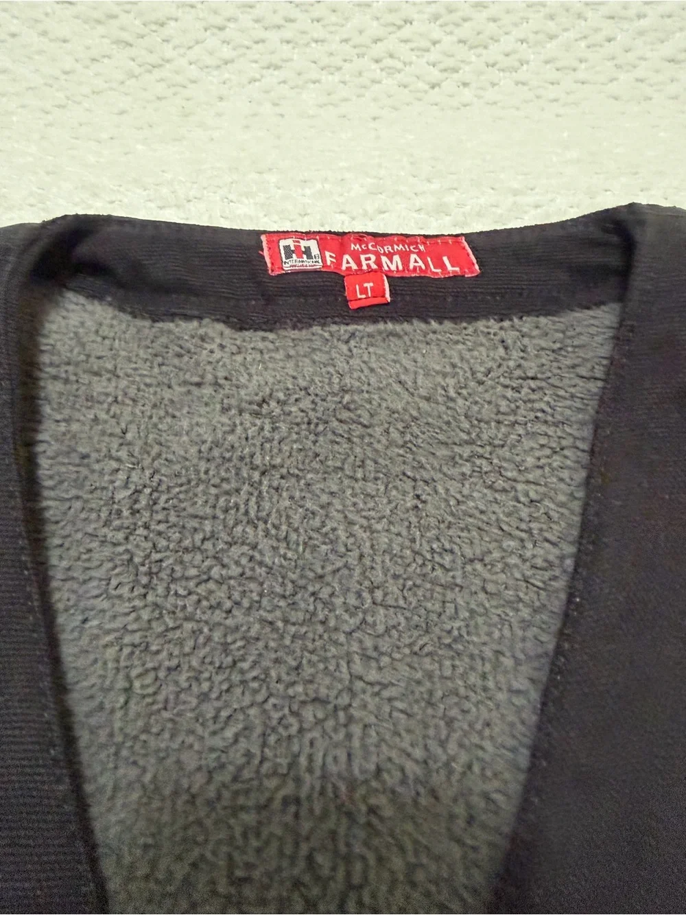 International Harvester McCormick Farmall Black Grey Vest Men’s Size Large Tall